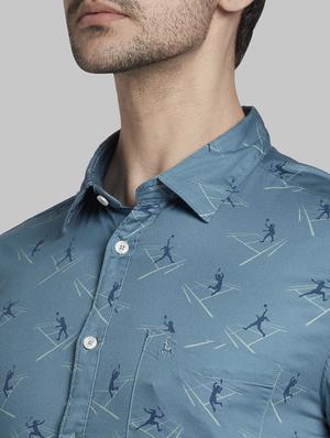 blue printed casual shirt - 17803734 - Standard Image - 5