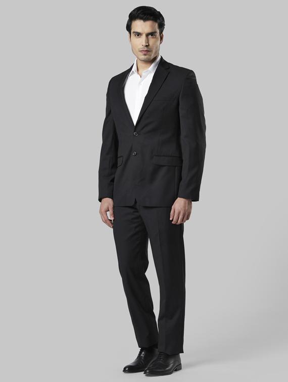 black solid single breasted suit - 17804347 - Zoom Image - 2