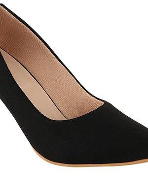 black synthetic slip on pumps - 17805786 - Standard Image - 4
