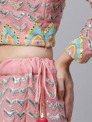 pink georgette aline lehenga - 17805970 - Standard Image - 4