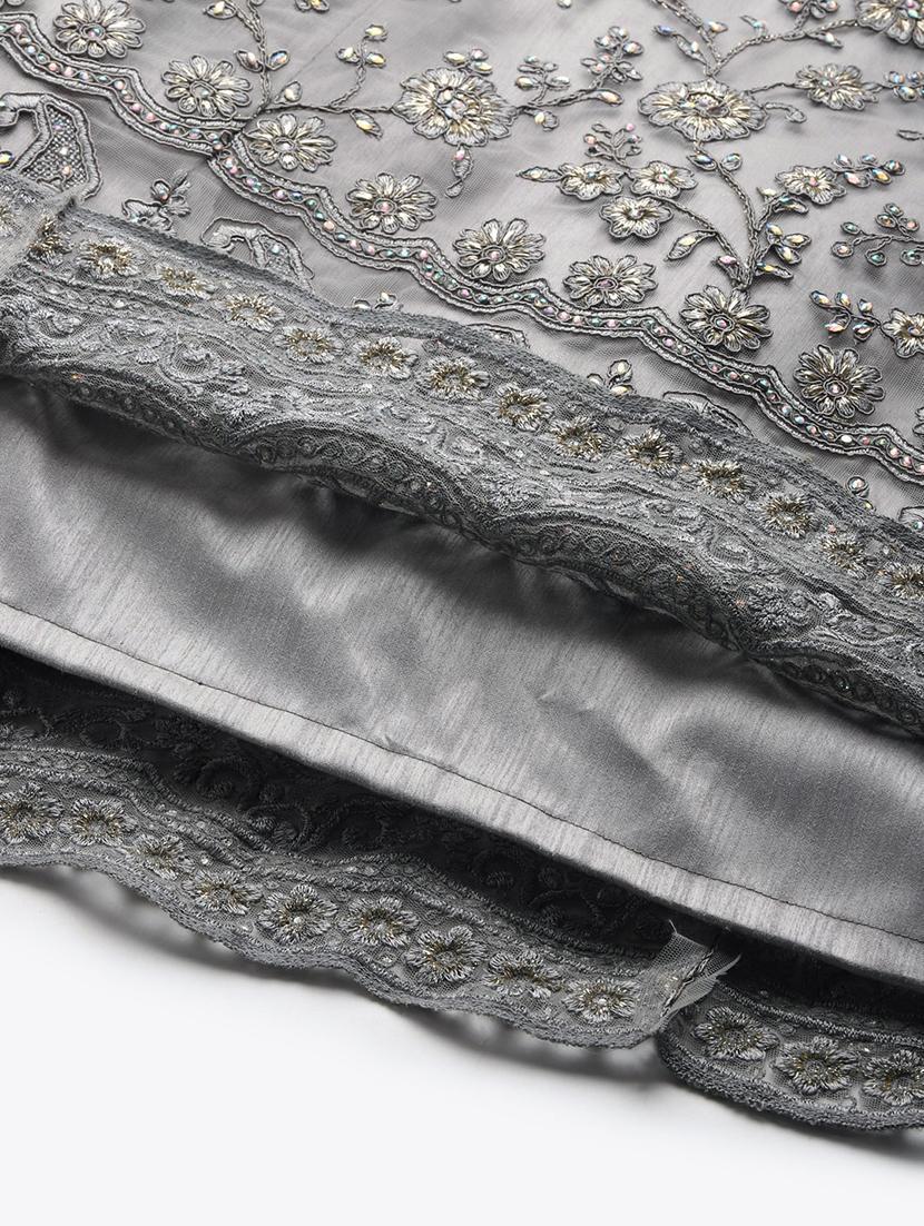 grey net aline lehenga - 17806017 - Zoom Image - 4