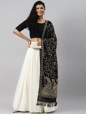 off white poly georgette aline lehenga - 17806030 - Standard Image - 2