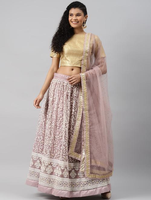purple net aline lehenga - 17806031 - Standard Image - 1