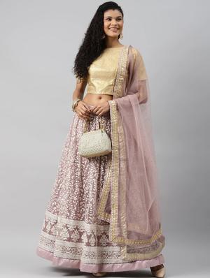 purple net aline lehenga - 17806031 - Standard Image - 2