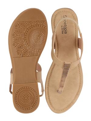beige synthetic back strap sandals - 17806249 - Standard Image - 5