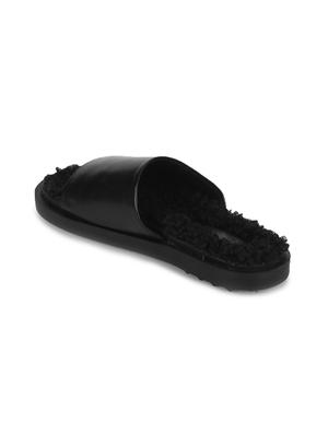 black pu slides flip flops - 17806872 - Standard Image - 3