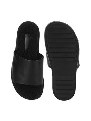 black pu slides flip flops - 17806872 - Standard Image - 4