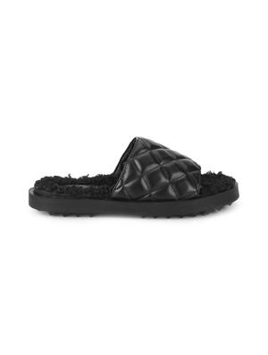 black pu slides flip flops - 17806874 - Standard Image - 2