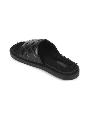 black pu slides flip flops - 17806874 - Standard Image - 3