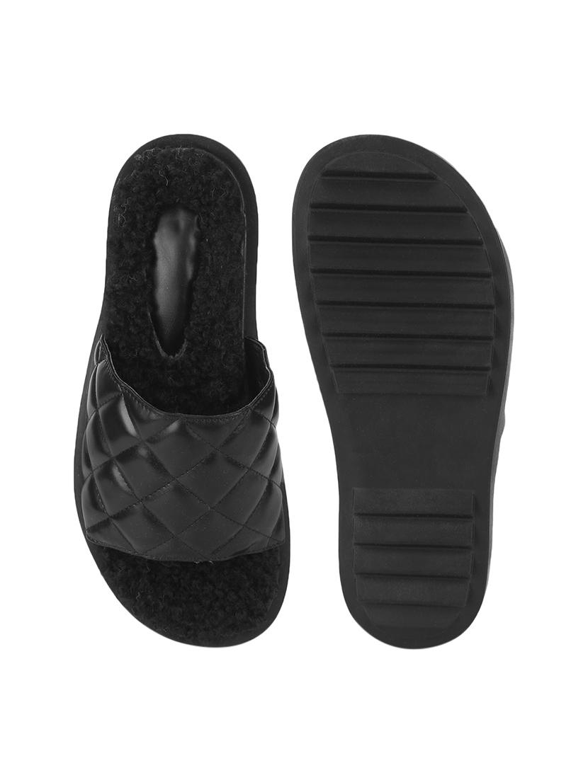 black pu slides flip flops - 17806874 - Zoom Image - 4