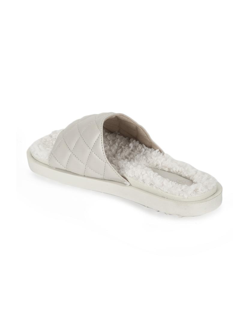 white pu slides flip flops - 17806875 - Zoom Image - 3