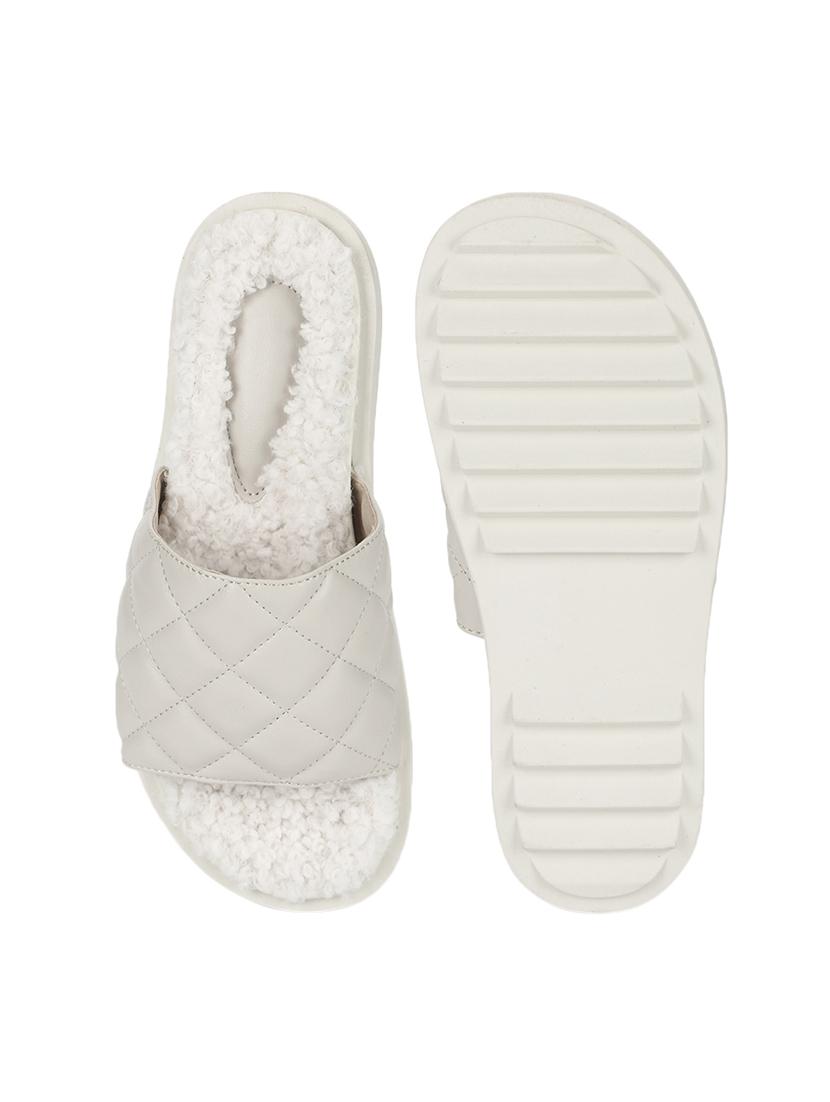 white pu slides flip flops - 17806875 - Zoom Image - 4