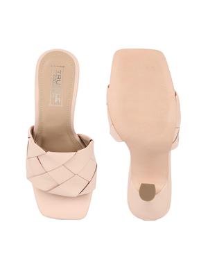 nude pu slip on sandals - 17806906 - Standard Image - 4