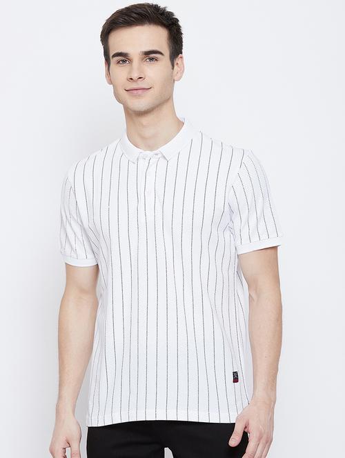 white striped polo t-shirt - 17807106 - Standard Image - 1