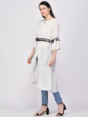 polka dot high slit kurta - 17807113 - Standard Image - 2