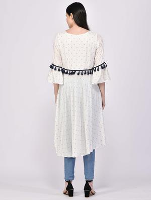 polka dot high slit kurta - 17807113 - Standard Image - 3