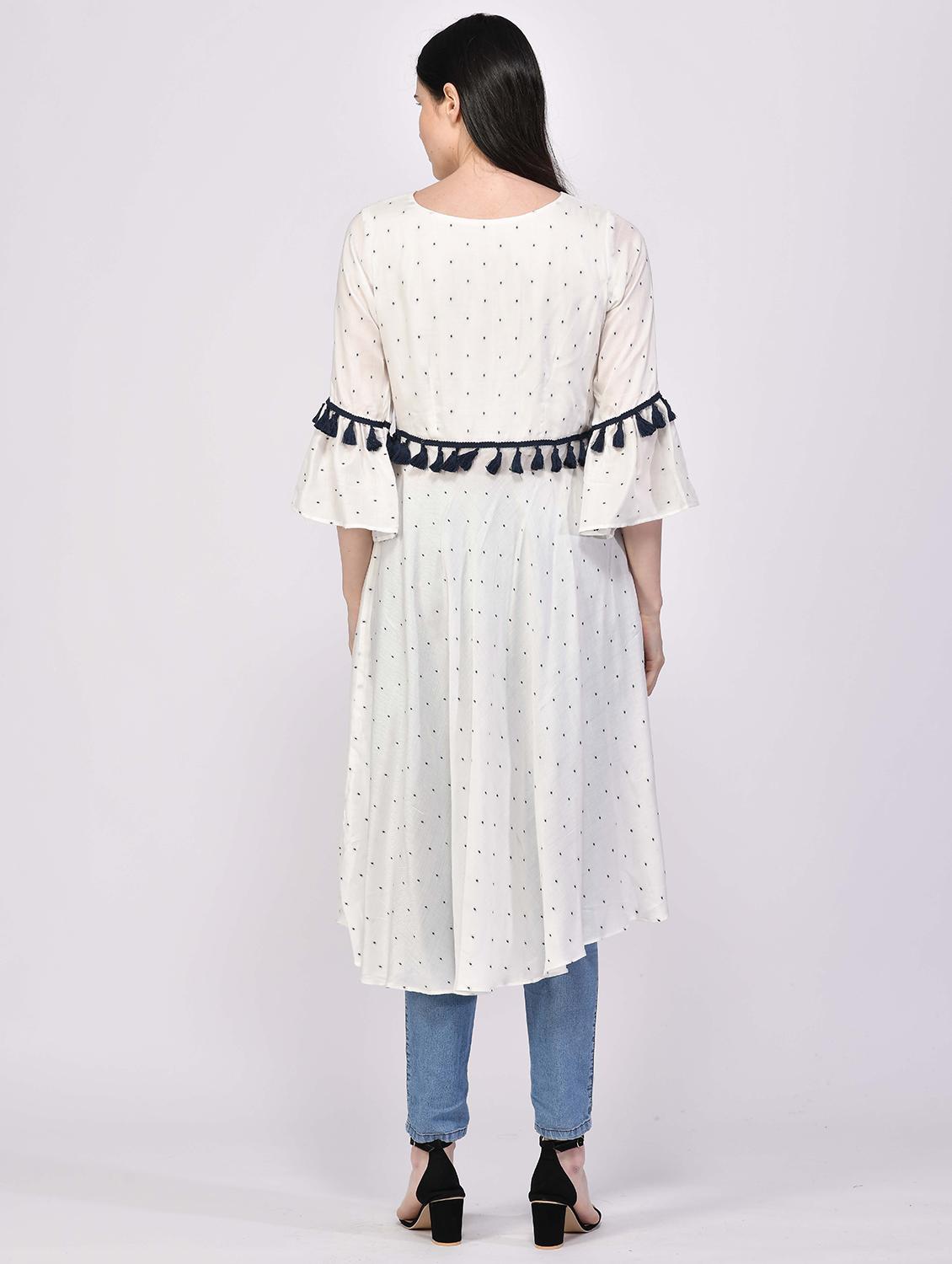 polka dot high slit kurta - 17807113 - Zoom Image - 3
