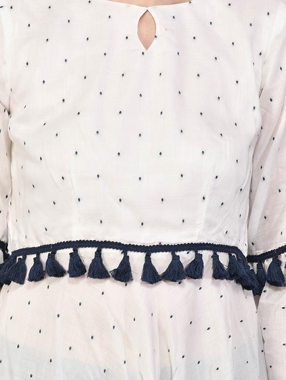 polka dot high slit kurta - 17807113 - Zoom Image - 4