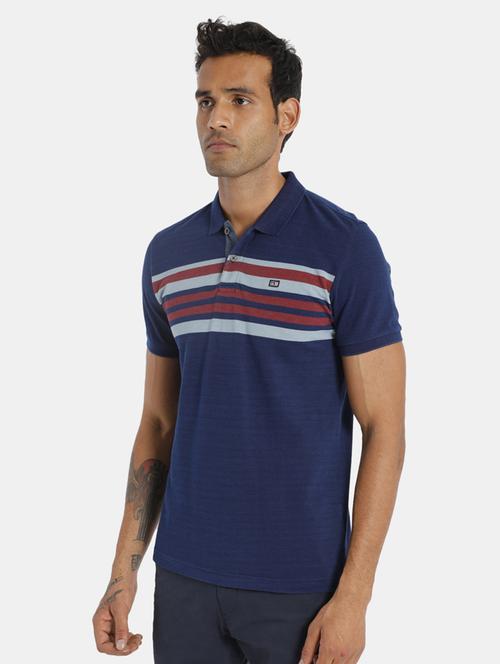 navy blue striped polo t-shirt - 17807714 - Standard Image - 1