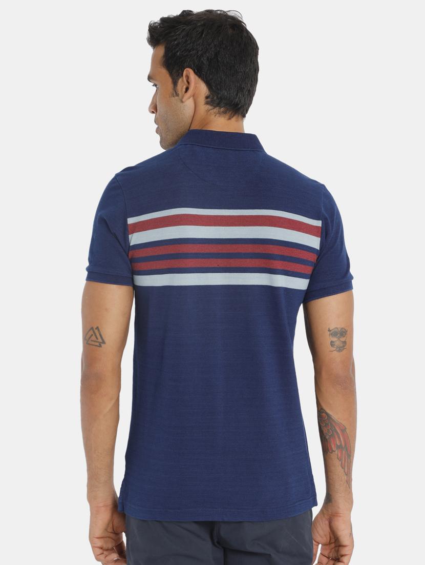 navy blue striped polo t-shirt - 17807714 - Zoom Image - 2