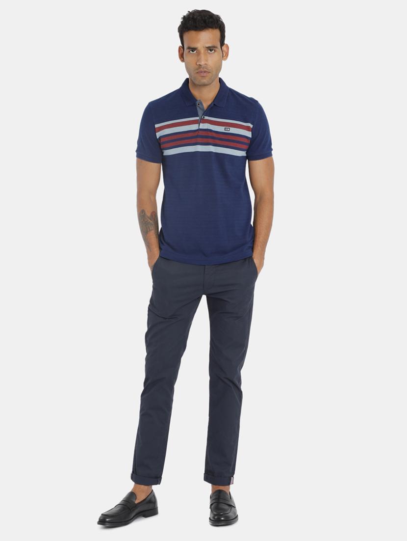 navy blue striped polo t-shirt - 17807714 - Zoom Image - 3