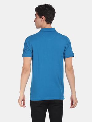 blue solid polo t-shirt - 17807982 - Standard Image - 3