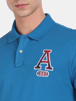 blue solid polo t-shirt - 17807982 - Standard Image - 5