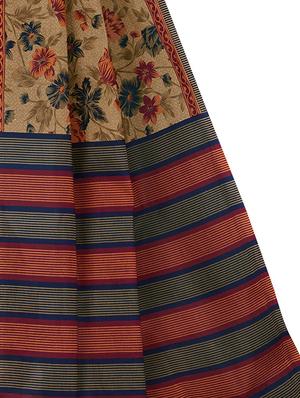 beige cotton printed saree with blouse - 17808434 - Standard Image - 3