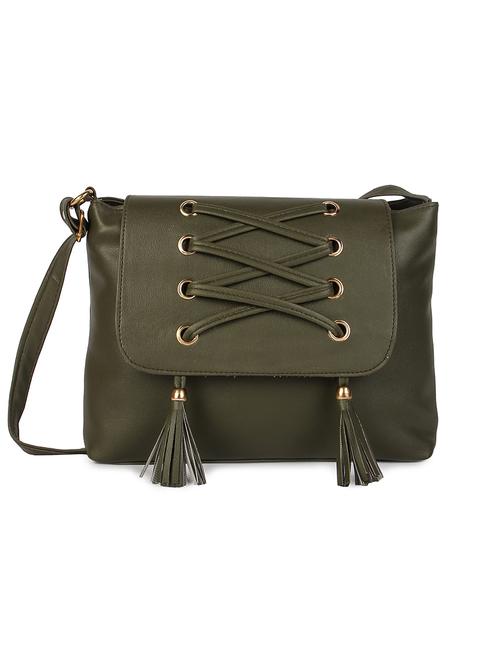 green leatherette (pu) regular sling bag - 17808759 - Standard Image - 1