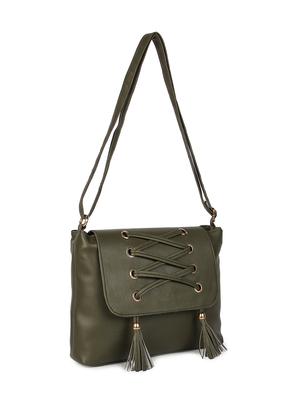 green leatherette (pu) regular sling bag - 17808759 - Standard Image - 4