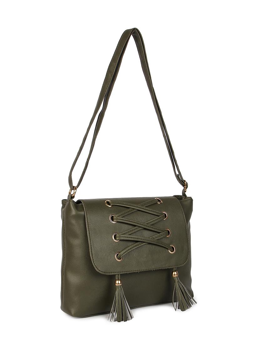 green leatherette (pu) regular sling bag - 17808759 - Zoom Image - 4