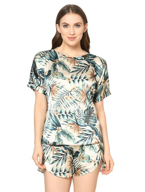 round neck tropical nightwear shorts set - 17809321 - Standard Image - 1