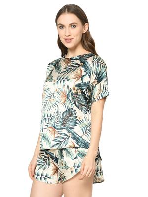 round neck tropical nightwear shorts set - 17809321 - Standard Image - 2