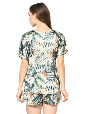 round neck tropical nightwear shorts set - 17809321 - Standard Image - 3