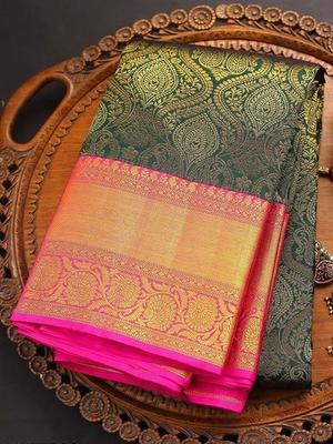 green color kanjeevaram silk saree - 17809421 - Standard Image - 3