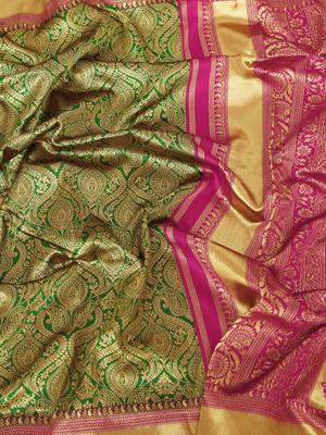 green color kanjeevaram silk saree - 17809421 - Standard Image - 4