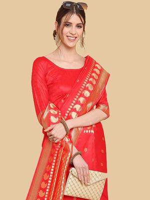 red color banarasi silk saree for - 17809442 - Standard Image - 3