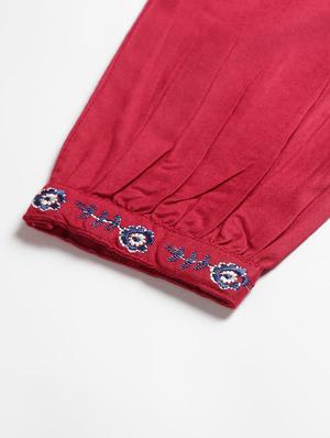 maroon rayon aline kurta - 17810228 - Standard Image - 7
