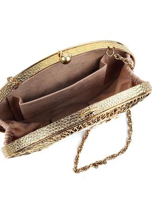 gold metal regular clutch - 17810841 - Standard Image - 3