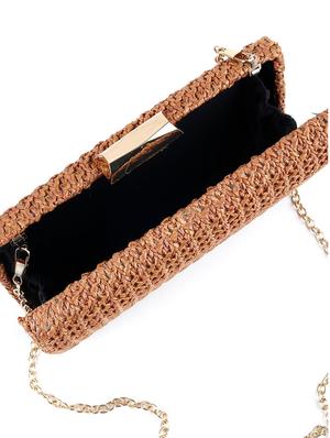 brown satin regular clutch - 17810847 - Standard Image - 3