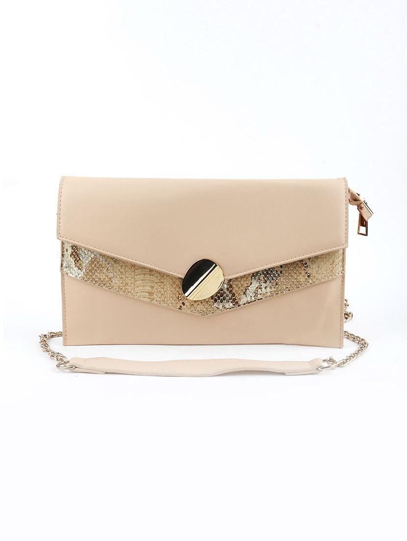 beige leather regular clutch - 17810863 - Zoom Image - 1