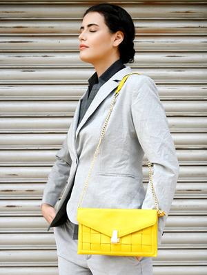 yellow leather regular clutch - 17810880 - Standard Image - 6