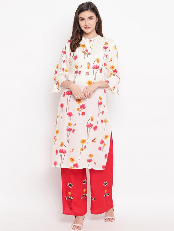 printed kurta palazzo set - 17811093 - Zoom Image - 1