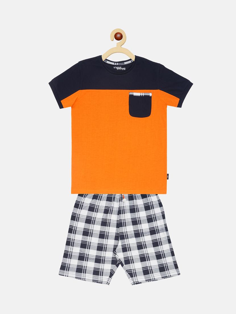 round neck printed nightwear shorts set - 17811175 - Zoom Image - 1