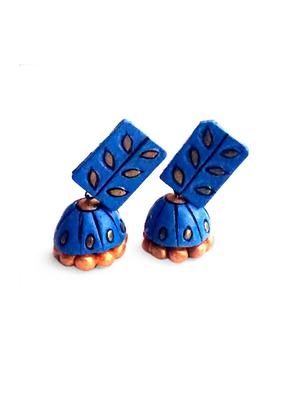 blue handmade terracotta jhumka earring - 17811310 - Standard Image - 2
