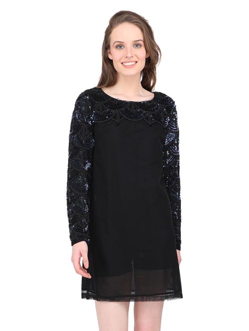 round neck embellished a-line dress - 17811808 - Standard Image - 1