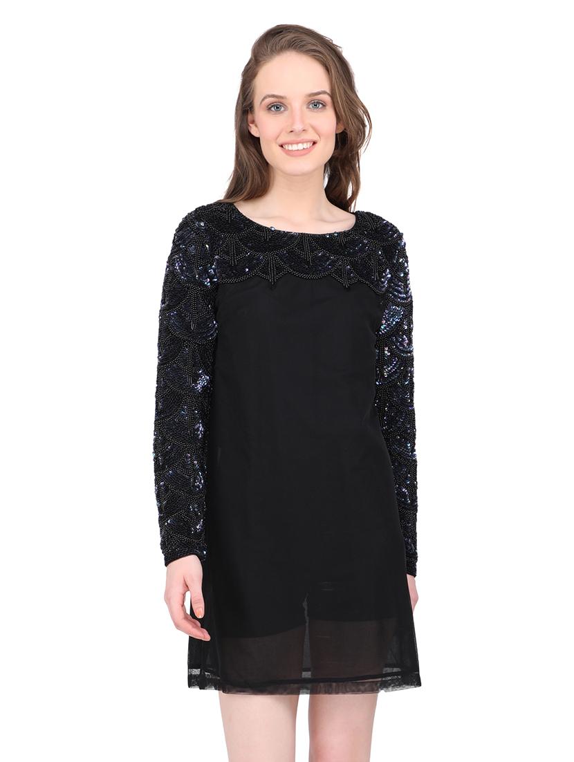 round neck embellished a-line dress - 17811808 - Zoom Image - 1