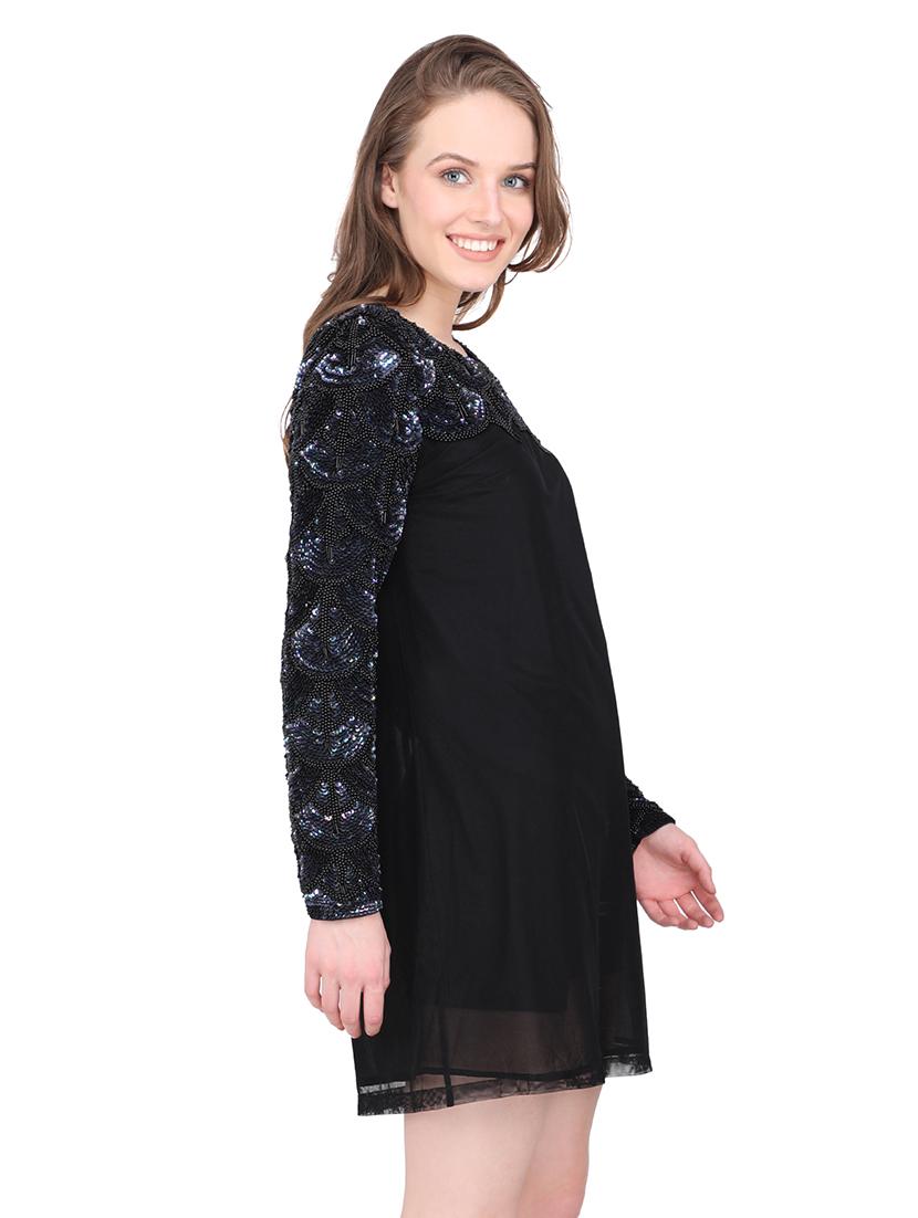 round neck embellished a-line dress - 17811808 - Zoom Image - 2