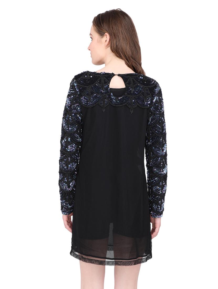 round neck embellished a-line dress - 17811808 - Zoom Image - 3