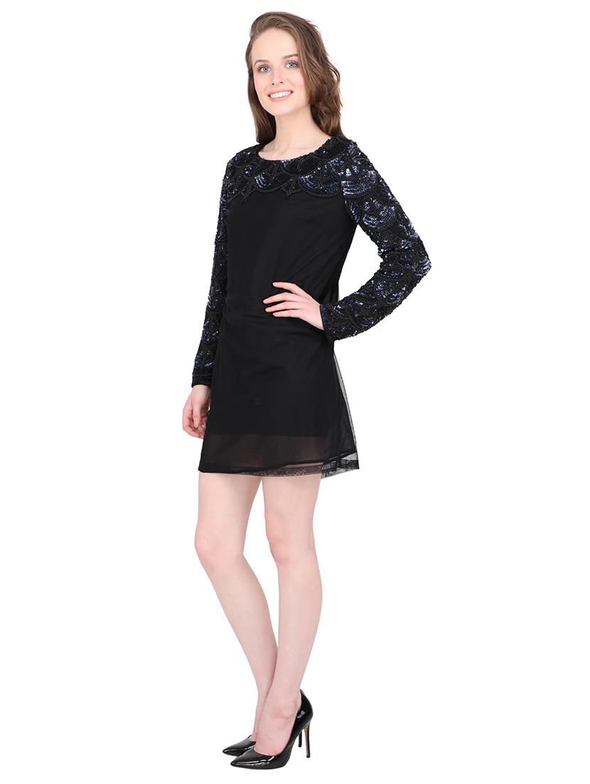 round neck embellished a-line dress - 17811808 - Zoom Image - 4